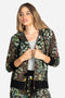 Johnny Was Ash Bird Leopard Cotton Zip Up Jacket Hoodie Sweatshirt Black Top NEW