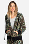 Johnny Was Ash Bird Leopard Cotton Zip Up Jacket Hoodie Sweatshirt Black Top NEW