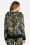 Johnny Was Ash Bird Leopard Cotton Zip Up Jacket Hoodie Sweatshirt Black Top NEW
