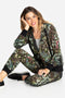 Johnny Was Ash Bird Leopard Cotton Zip Up Jacket Hoodie Sweatshirt Black Top NEW