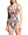 Johnny Was Sandrita One-Piece Swimsuit Floral Vibrant New