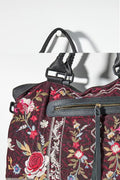 Johnny Was ROMA GARNET VIPER OVERNIGHT BAG Embroidered Red Handbag New