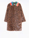 Vilagallo Coat Jacket Dina Leopard Long Rainbow Color Faux Fur Rabbit New