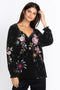 Johnny Was Celestine Velvet Puff Sleeve Floral Black Dress Flowers Embroidery NEW