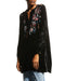 Johnny Was DENALI VELVET RELAXED TRAPUNTO TUNIC Black Embroidered Shirt Top New