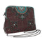 Mary Frances Turquoise Trip Crossbody Makeup Bag Beaded Brown Bag NEW