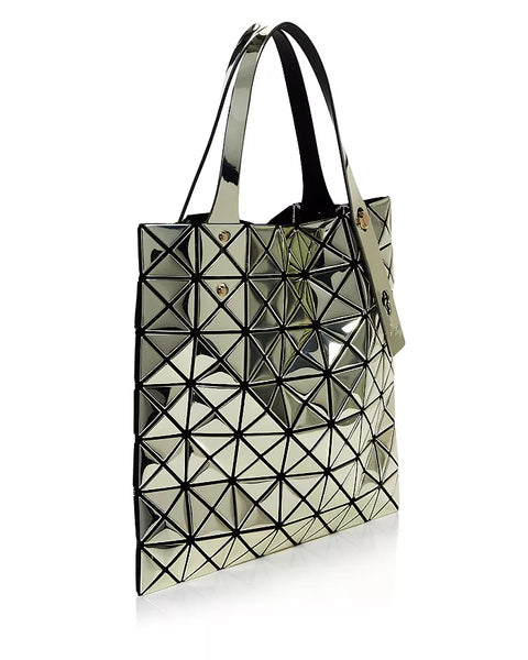 Bao Bao Issey Miyake Platinum Silver Handbag Metallic Rubber Tote Bag NEW