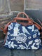 Johnny Was HARLOW Overnight Bag Floral Tote Denim Blue Cotton Handbag New