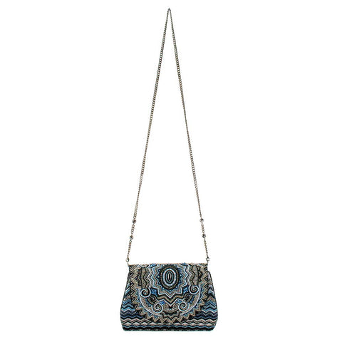 Mary Frances Blue Zone Multi Blue Zone Crossbody Handbag New