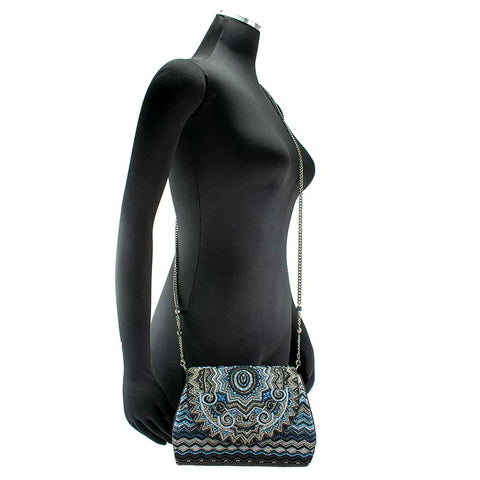 Mary Frances Blue Zone Multi Blue Zone Crossbody Handbag New