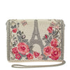 Mary Frances Bonjour Beaded Paris Eiffel Tower Crossbody Clutch Handbag Ivory NW