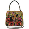 Mary Frances Botanical Black Leather Floral Top Handle Bag New