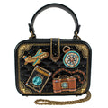 Mary Frances Bucket List Beaded Top Handle Travel Theme Crossbody Handbag Multi