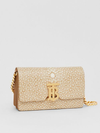 Burberry Jessie Stingray Print Leather Light Sand Gold Shoulder Bag Handbag NW