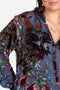 Johnny Was CLARA BURNOUT LEDA BUTTON DOWN Top Shirt Embroidered Floral Blue Navy Black Velvet New