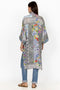 Johnny Was Cozumel Eliza Kimono Reversible Red Flowers Silk Blue Floral Coat New