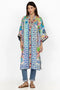 Johnny Was Cozumel Eliza Kimono Reversible Red Flowers Silk Blue Floral Coat New