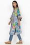 Johnny Was Cozumel Eliza Kimono Reversible Red Flowers Silk Blue Floral Coat New