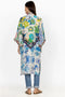 Johnny Was Cozumel Eliza Kimono Reversible Red Flowers Silk Blue Floral Coat New