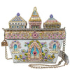 Mary Frances Castles in The Air Handbag Silver Beaded Leather Gold Bag Purse NEW