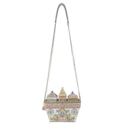Mary Frances Castles in The Air Handbag Silver Beaded Leather Gold Bag Purse NEW