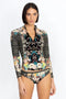 JOHNNY WAS Swimwear SURF SHIRT Comfort Long Sleeve Floral Black Multi Top New