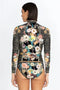 JOHNNY WAS Swimwear SURF SHIRT Comfort Long Sleeve Floral Black Multi Top New