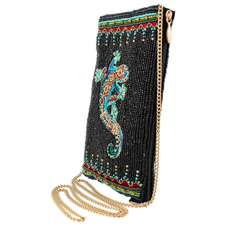 Mary Frances Deco Gecko Black Deco Gecko Crossbody Phone Bag New