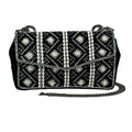 Mary Frances Black & White Velvet Crossbody Handbag One of a Kind  New