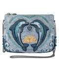 Mary Frances Dolphin Love Beaded Crossbody Clutch Handbag Blue Bag New
