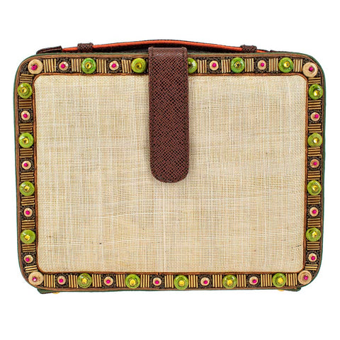 Mary Frances Drinks On The Beach Coconut Island Handbag Beaded Brown Bag Gold New