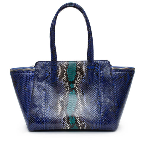 Salvatore Ferragamo Python Verve Tote Purple Silver Bag New