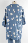 Magnolia Pearl Francis Top Blue Stars Planet Shirt Cotton 1048 Nirvana NEW