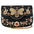 Mary Frances Golden Nectar Crossbody Handbag Bee Embroidered Black Bag New