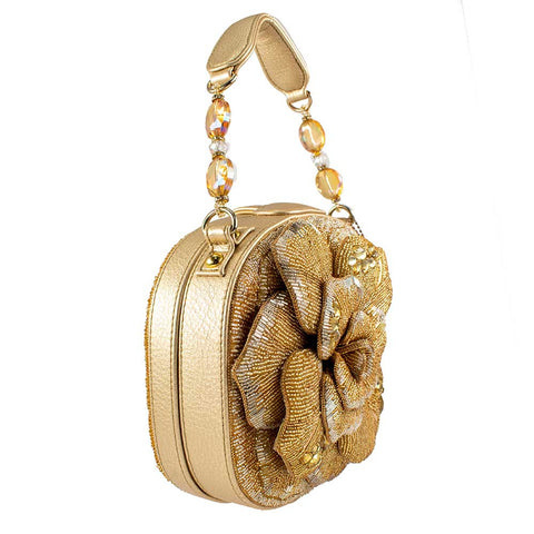 Mary Frances Golden Rose Gold Golden Rose Top Handle Bag New