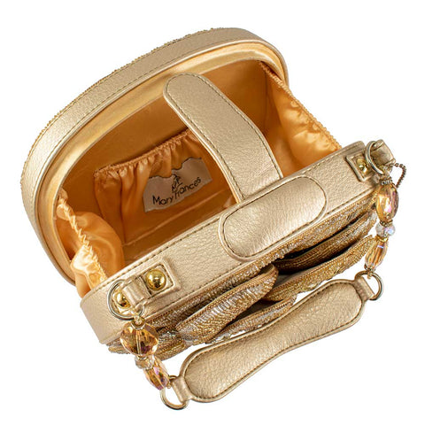 Mary Frances Golden Rose Gold Golden Rose Top Handle Bag New