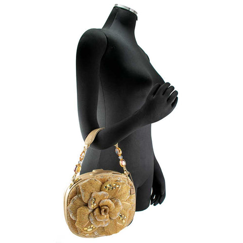 Mary Frances Golden Rose Gold Golden Rose Top Handle Bag New