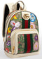 Gucci Ophidia Flora Beige White Leather Canvas Backpack Handbag Bag Italy NEW