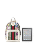 Gucci Ophidia Flora Beige White Leather Canvas Backpack Handbag Bag Italy NEW