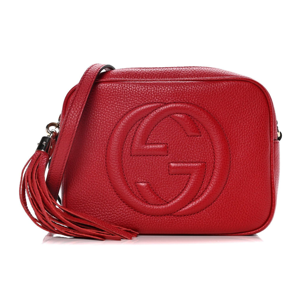 AUTHENTIC GUCCI SOHO Leather Chain Shoulder Bag Purse Red w/ Dustbag