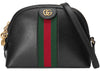 GUCCI Calfskin GG Web Small Ophidia Dome Shoulder Bag Black