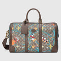 Gucci Disney x Donald Duck Duffly Boston Bag Beige Ebony Italy travel Leather NW