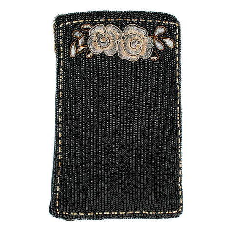 Mary Frances Guitar Player Crossbody Phone Bag Embroidered Black Hand Bag New