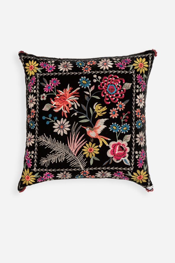 Johnny Was Pillows Tiarei Velvet Floral Embroidery Pillow Square Black Bag Lady Shop