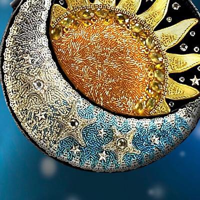 Mary Frances Day Night Sun Moon Galaxy Black Gold Special Beaded Bag Handbag NEW