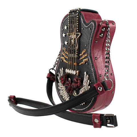 Mary Frances I'm a Star Crossbody Guitar Beaded Bag Handbag Black Pink Purse NEW