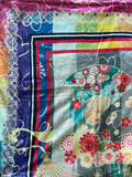 Johnny Was Fuji Cozy Blanket Floral Multi Blue Flowers Reversible Bag New
