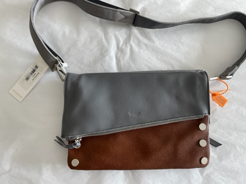 Hammitt Dillon Medium Leather Bag Purse silver Lake Gray Grey Brown Handbag NEW