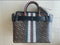 BURBERRY E Canvas Monogram Stripe Small Belt Tote Brown Handbag Bag 8019351 New