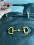 GUCCI Calfskin Horsebit 1955 Cinch Top Messenger Black Shoulder Bag Italy New